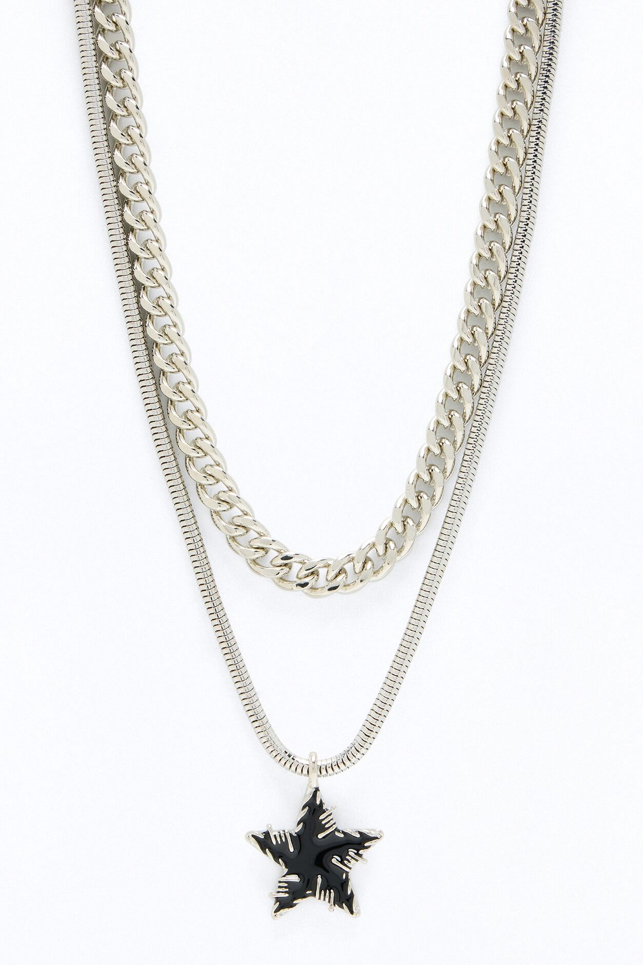 Barbed Wire Star Necklace Set - Silver