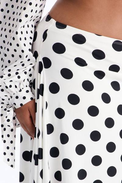 Mila Polka Dot Asymmetrical Maxi Skirt - White/Black