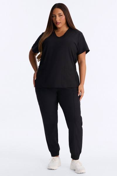 Pulse Pro 4 Way Stretch 5 Pocket Cargo Jogger Scrub Bottoms - Black