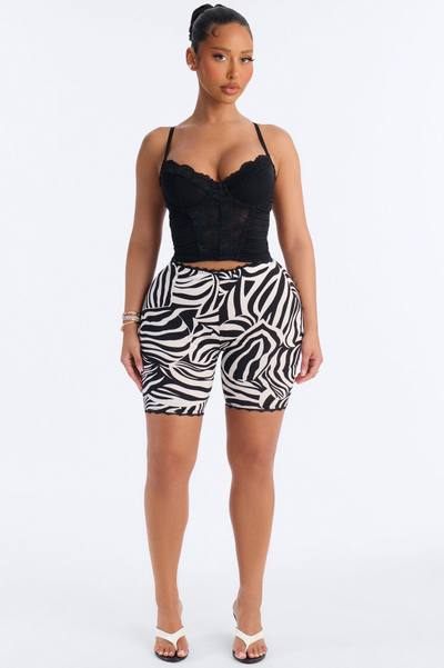 Florentina Lace Trim Biker Short - Multi Color
