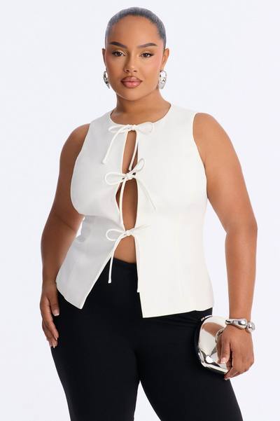 Fresh Glow Tie Front Top - Ivory