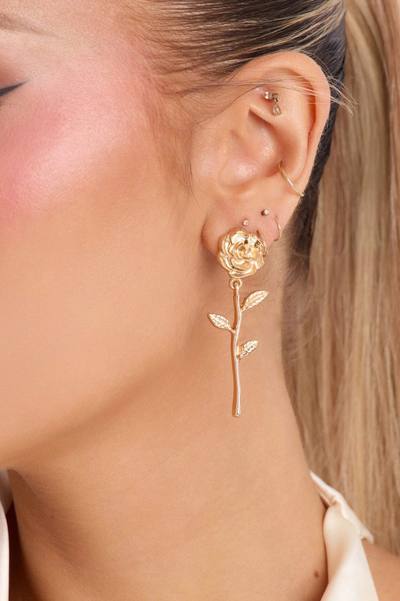 Everbloom Floral Drop Earrings - Gold