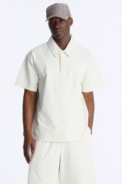 Terrance Textured Stripe Polo - Cream