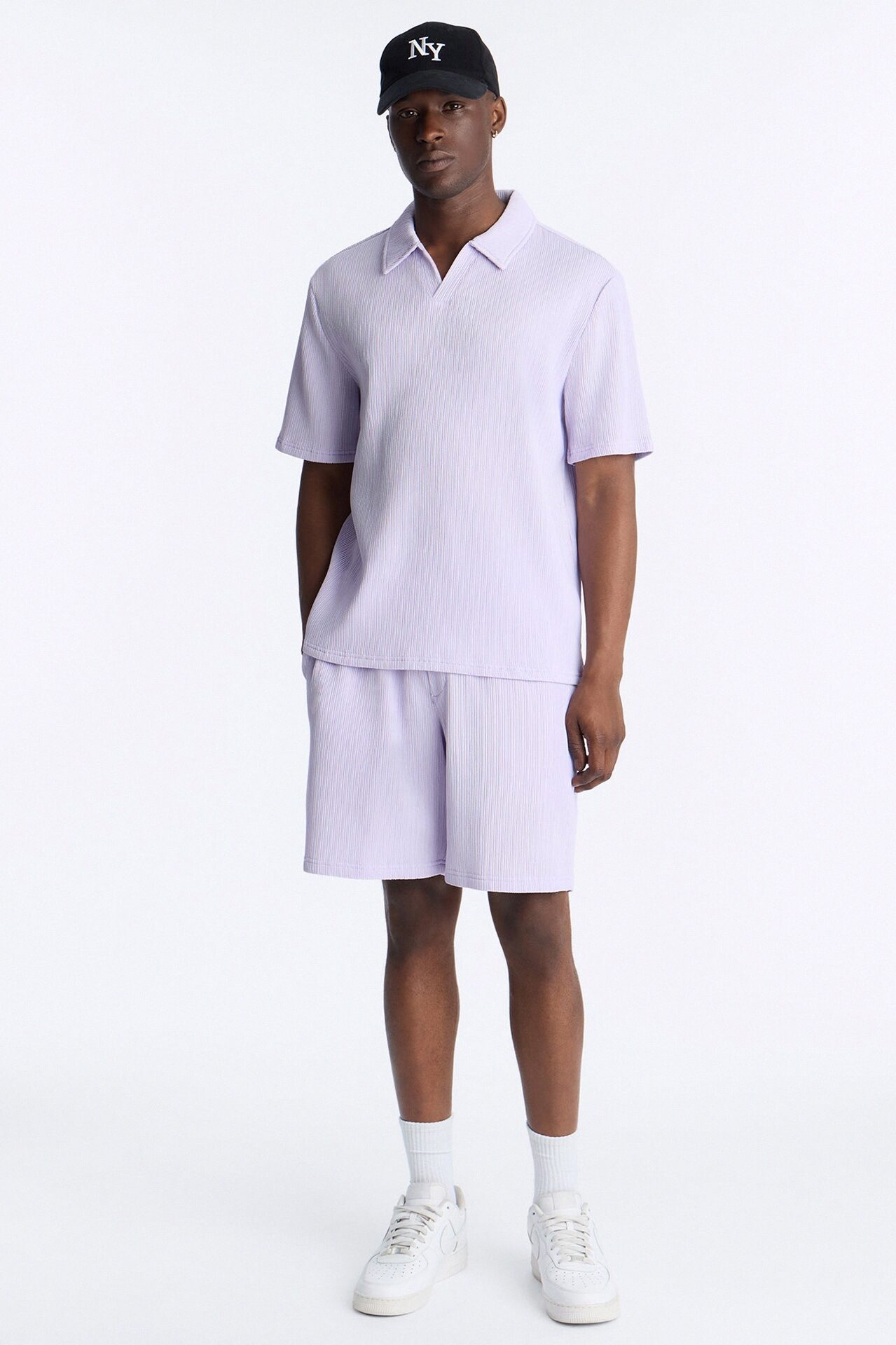 Pure Form Plisse Relaxed Short - Purple