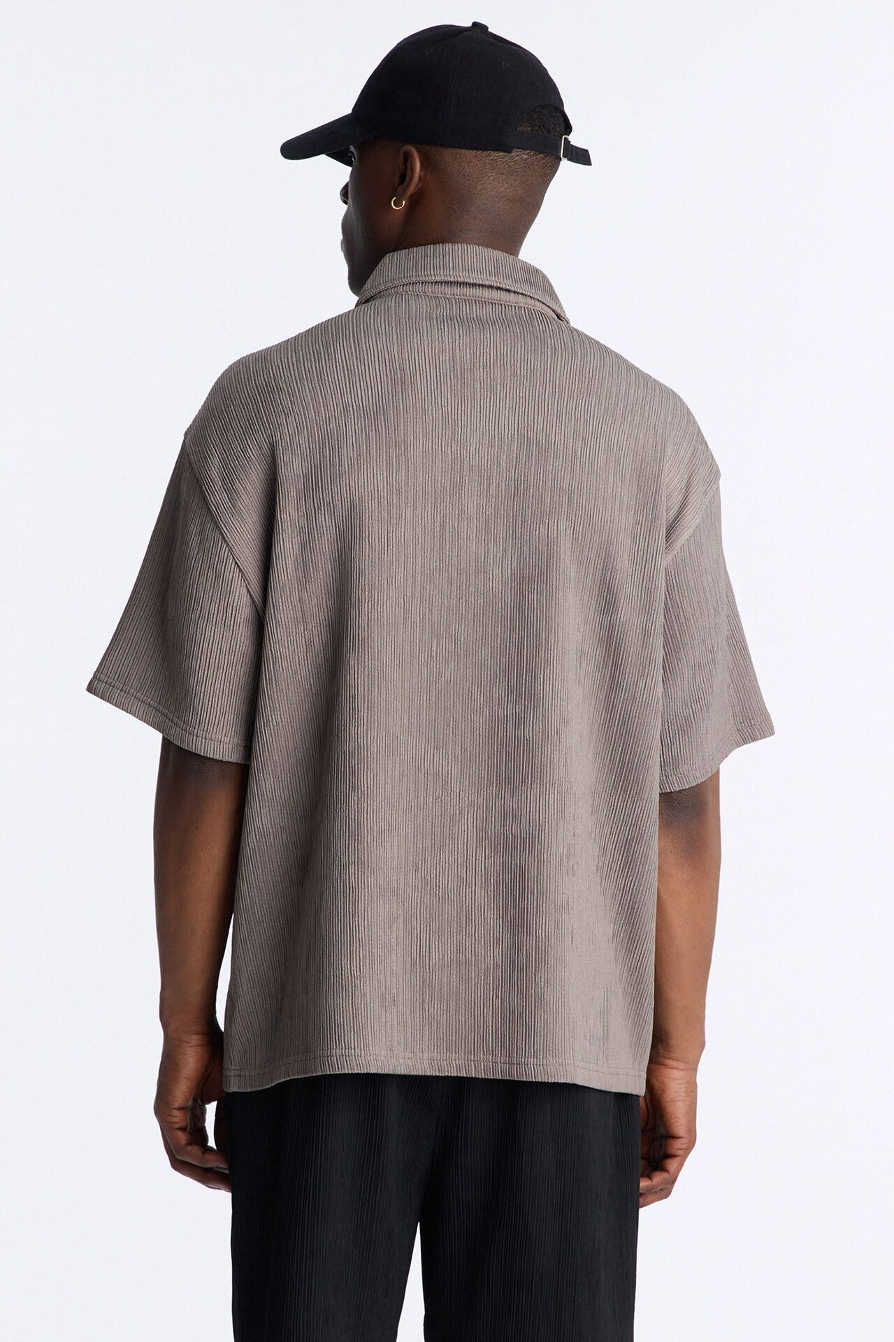 Pure Form Plisse Polo - Brown