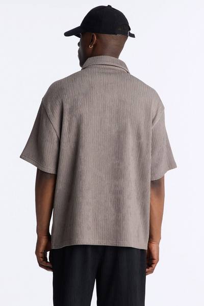 Pure Form Plisse Polo - Brown