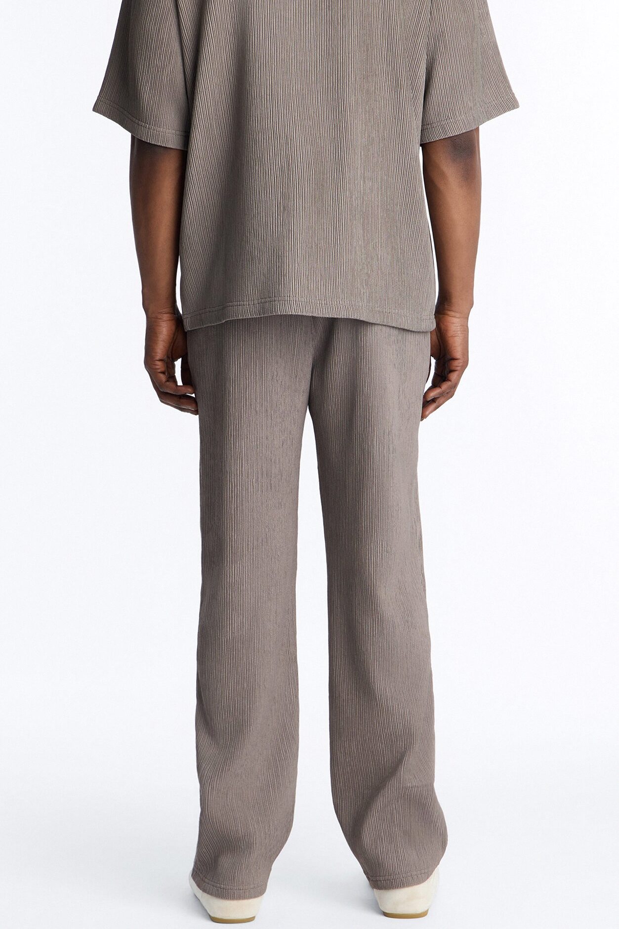 Pure Form Plisse Straight Leg Pant - Brown