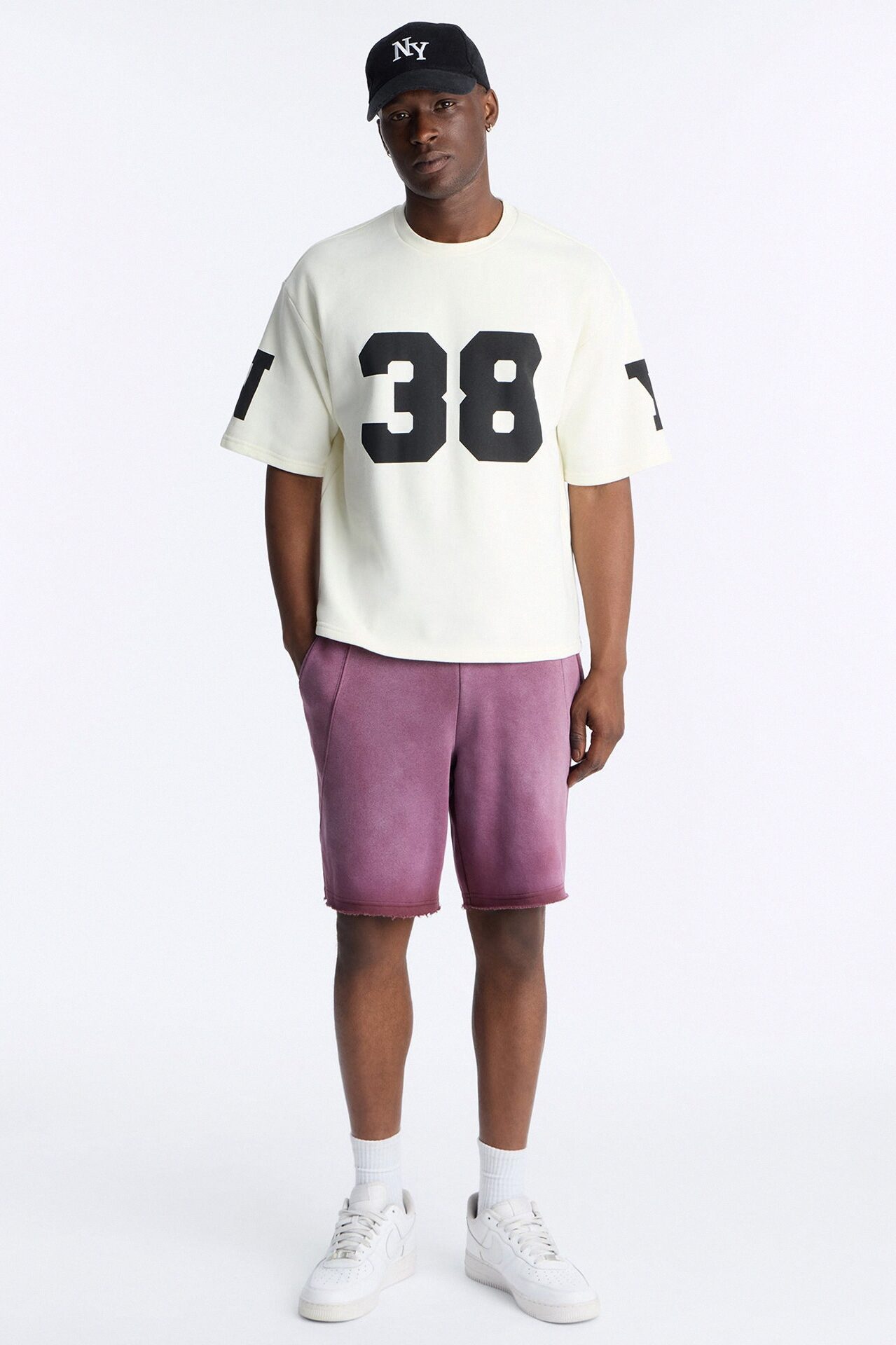 Boiler Washed Raw Hem Sweatshort - Plum