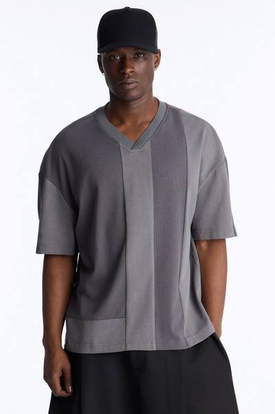 Loose Fit Ribbed Panel Jersey - Grey/combo
