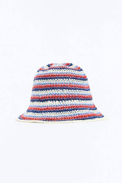 Riviera Stripe Straw Bucket Hat - Red/combo