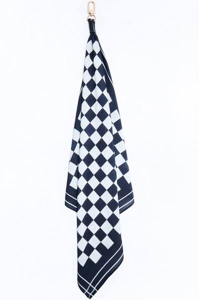 Checkered Graphic Bandana Keychain - Black/White