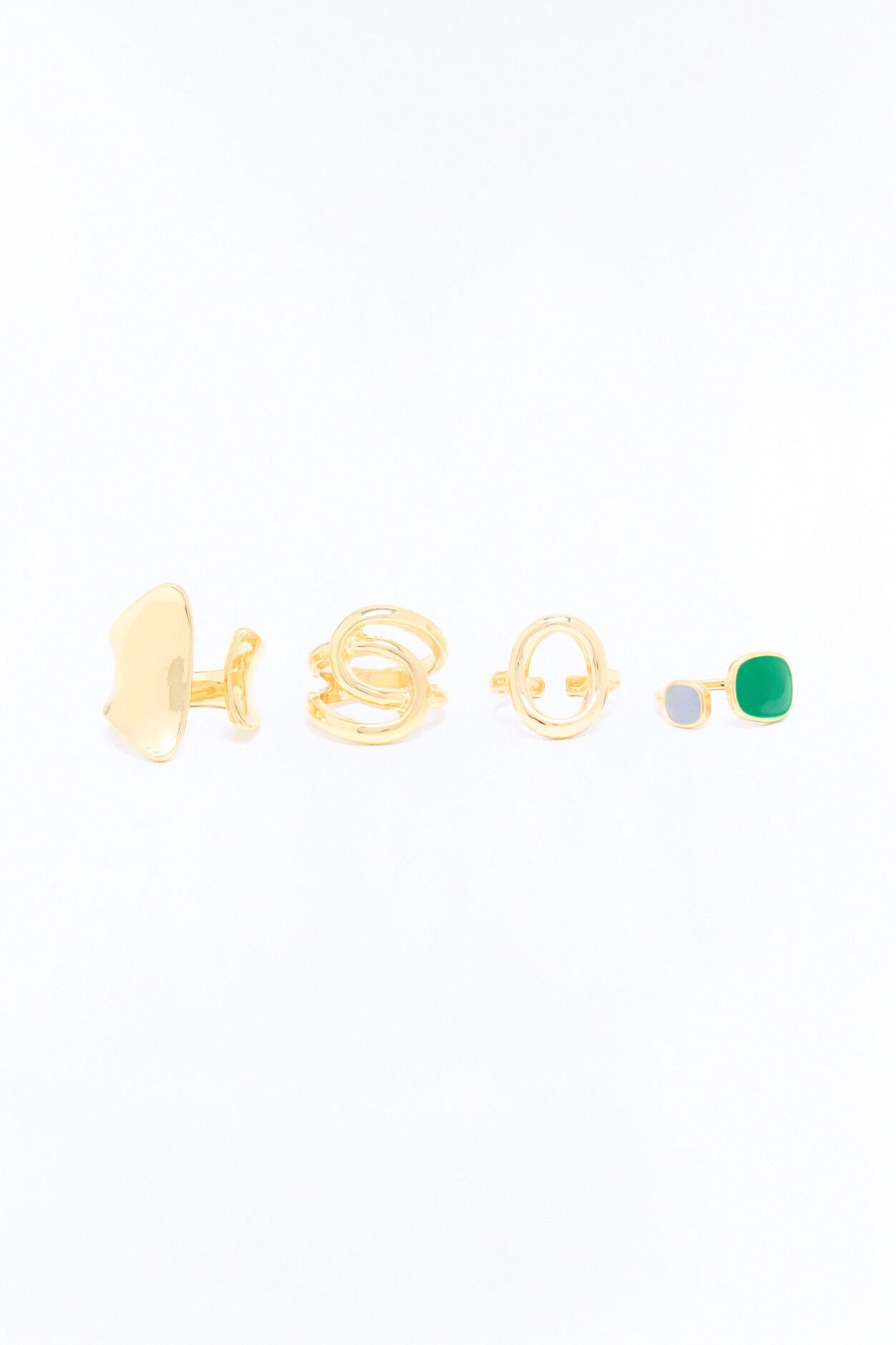 This Or That 4 Piece Ring Set - Gold/combo