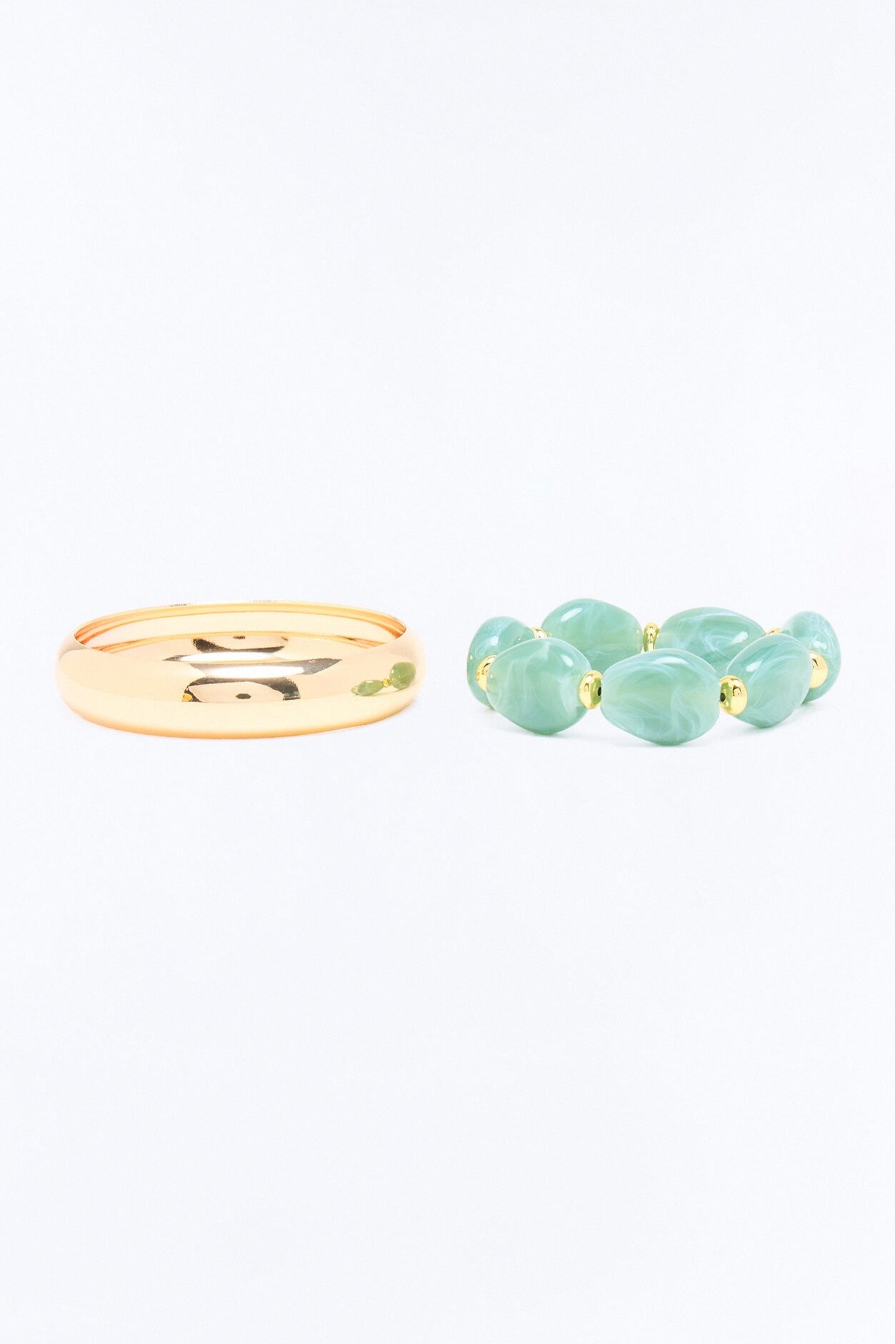 Tropical Cutie 2 Piece Bracelet Set - Gold/Green