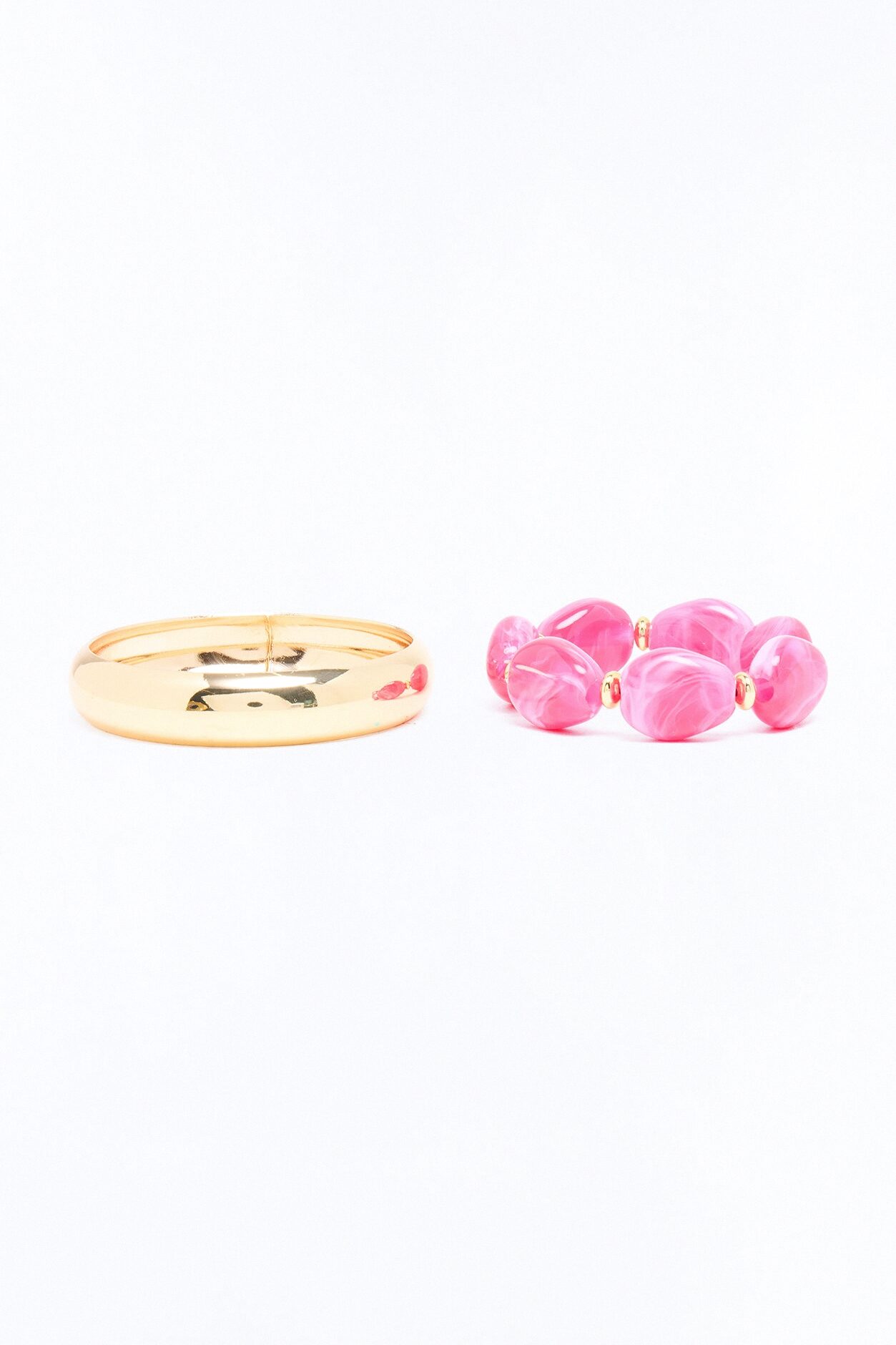 Tropical Cutie 2 Piece Bracelet Set - Gold/Pink