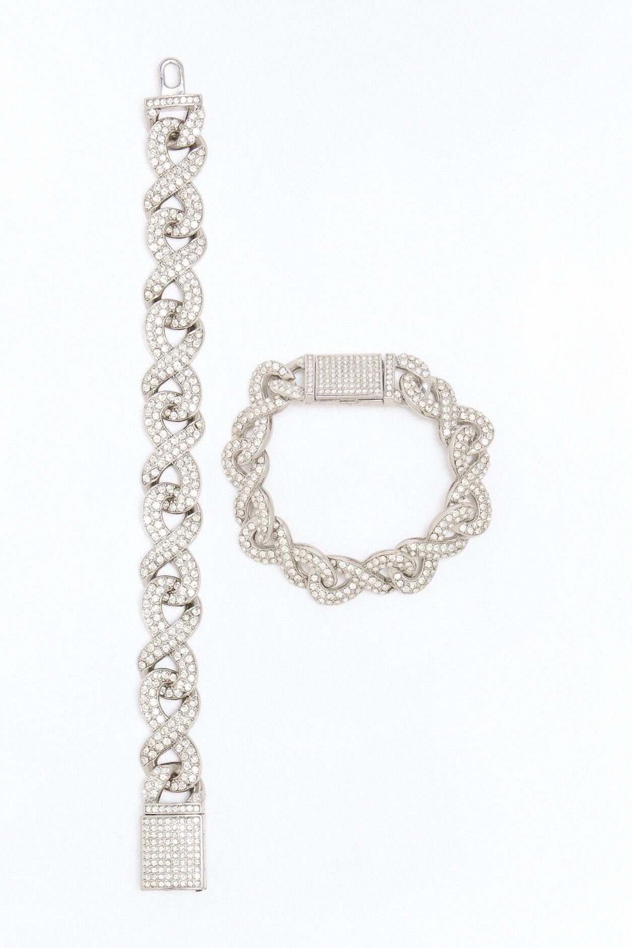 Eternal Interlocked Iced Infinity Chain Bracelet - Silver