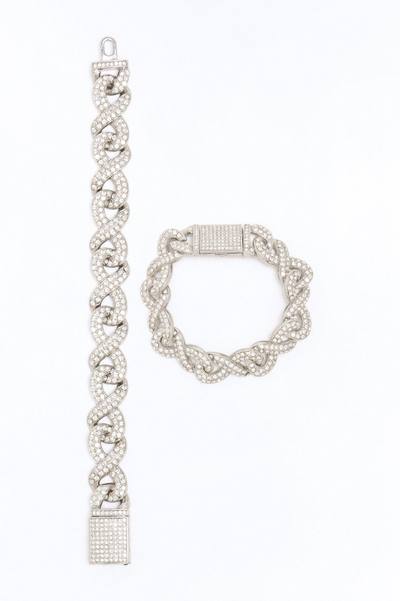 Eternal Interlocked Iced Infinity Chain Bracelet - Silver