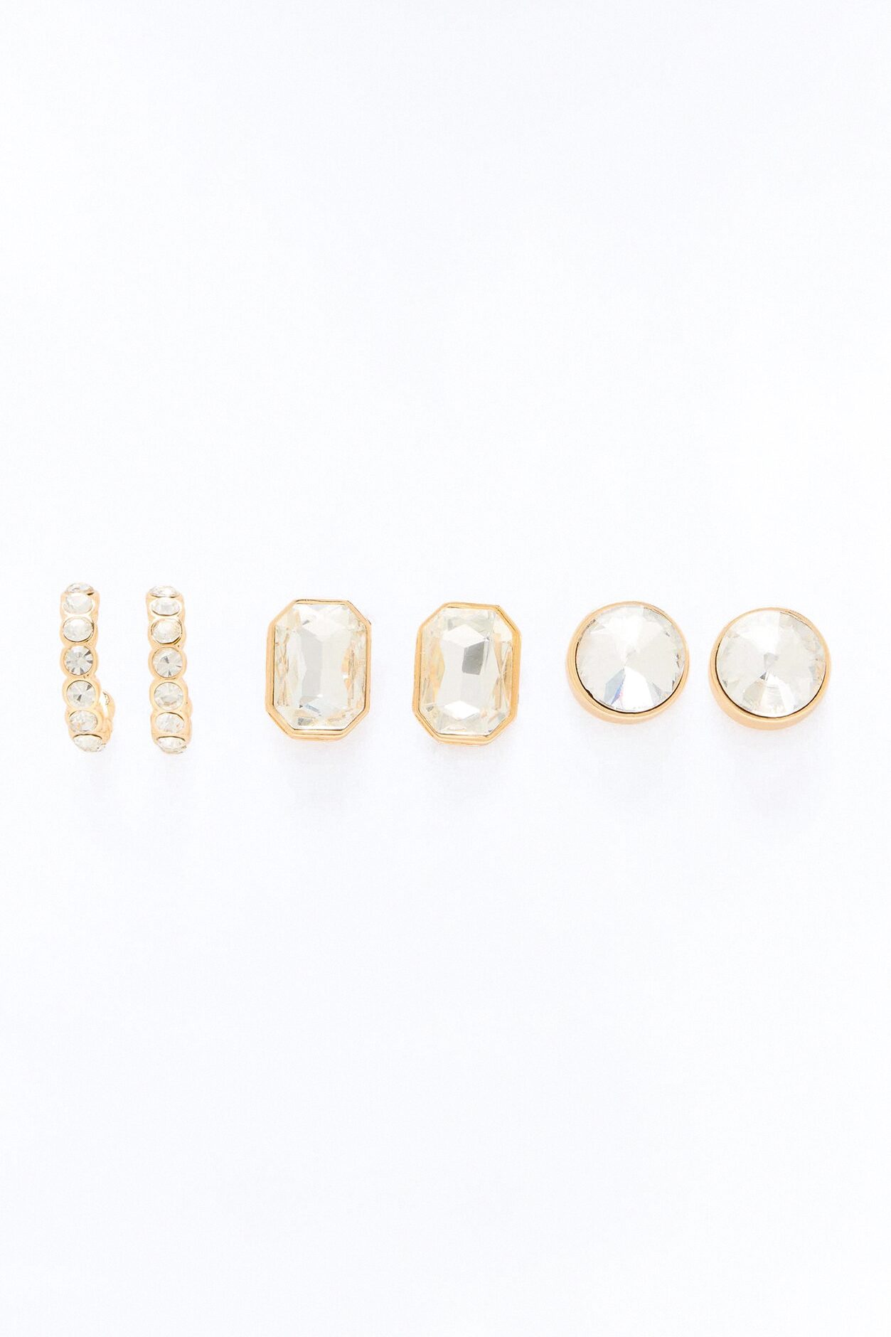 Right For Each Other 3 Pair Multi Earring Set - Gold