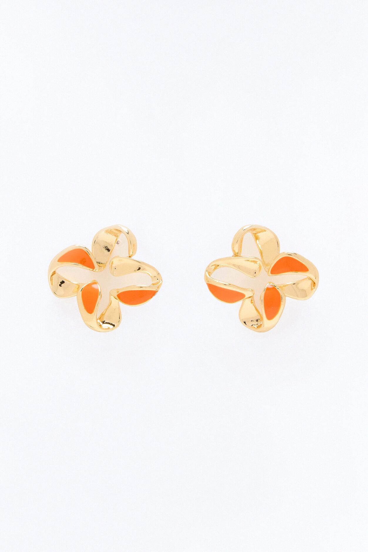 Star Lily Stud Earrings - Gold/Orange