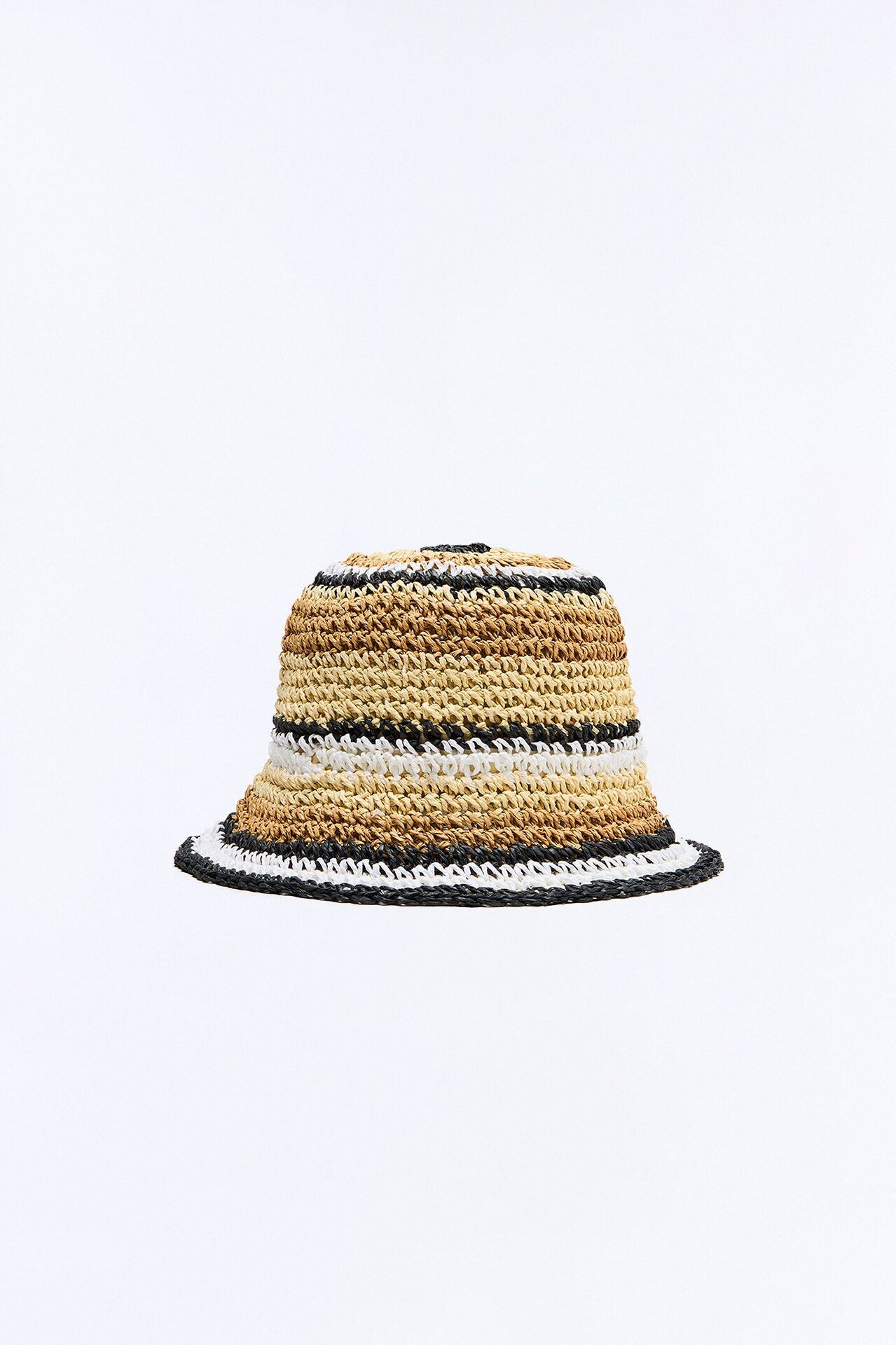 No Rush Crochet Bucket Hat - Tan/Multi