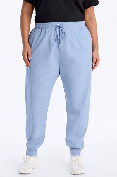 First Call 4 Way Stretch 7 Pocket Cargo Jogger Scrub Bottoms - Blue
