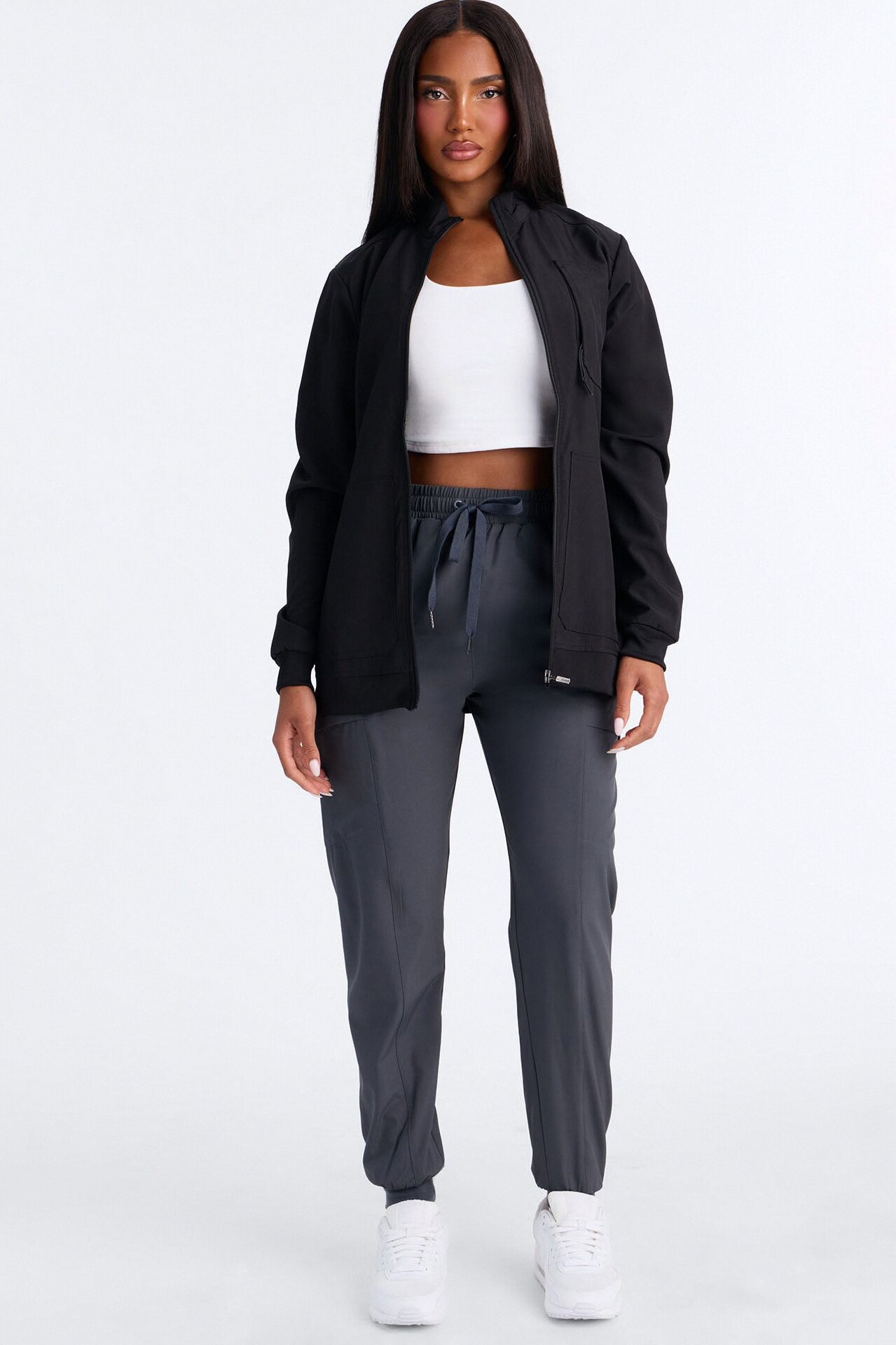 First Call 4 Way Stretch 7 Pocket Cargo Jogger Scrub Bottoms - Charcoal