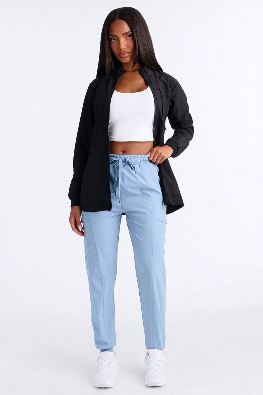 First Call 4 Way Stretch 7 Pocket Cargo Jogger Scrub Bottoms - Blue