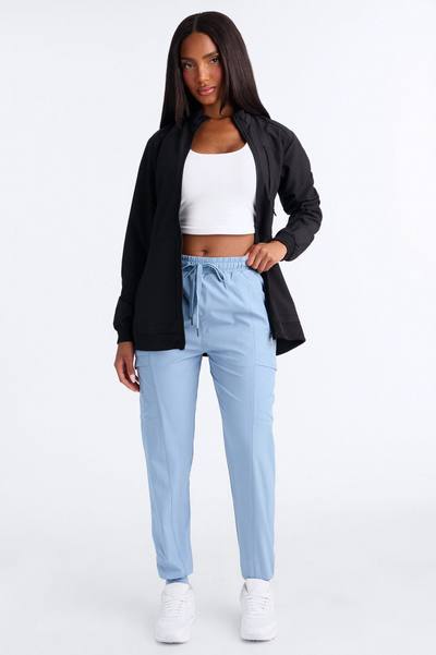 First Call 4 Way Stretch 7 Pocket Cargo Jogger Scrub Bottoms - Dusty Blue
