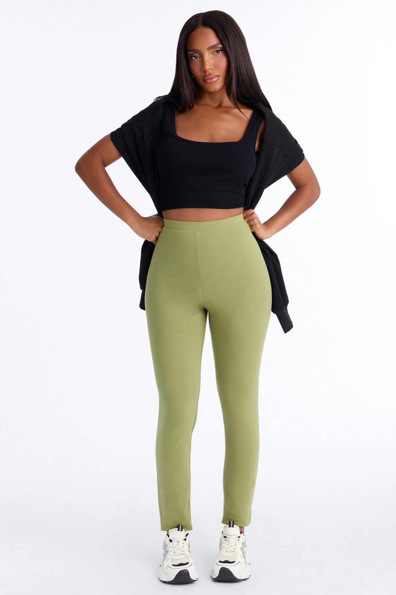 Quinn High Rise Everyday Cotton Legging 29″ - Moss