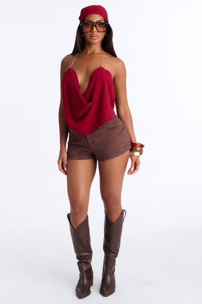 Baddie Energy Head Wrap Top 2 Piece Set - Red
