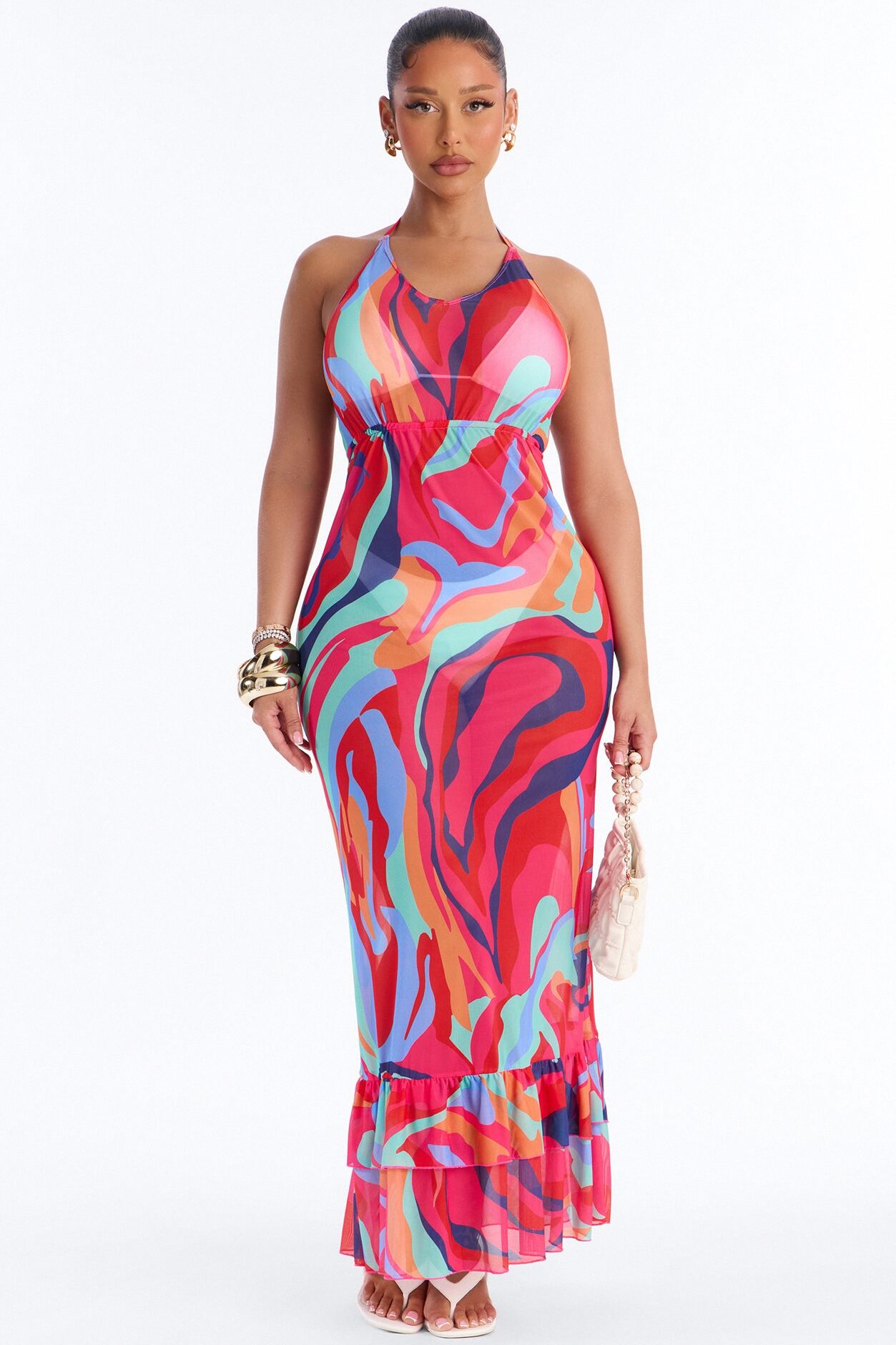 Kairi Swim Cover Up Maxi Dress - Multi Color