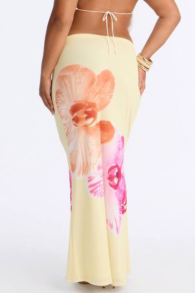 Isla Floral Mesh Maxi Skirt - Yellow/combo