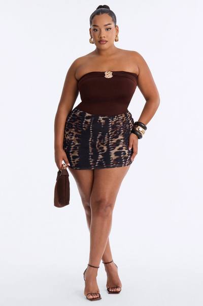 Siena Nights Strapless Hardware Bodysuit - Brown
