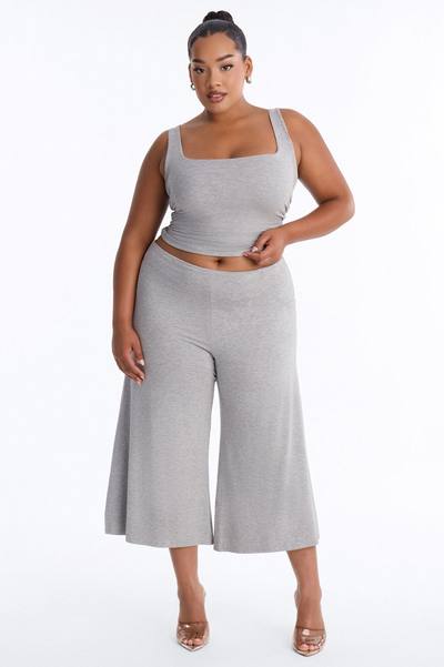 Cool Girl Gaucho Pant Set - Heather Grey