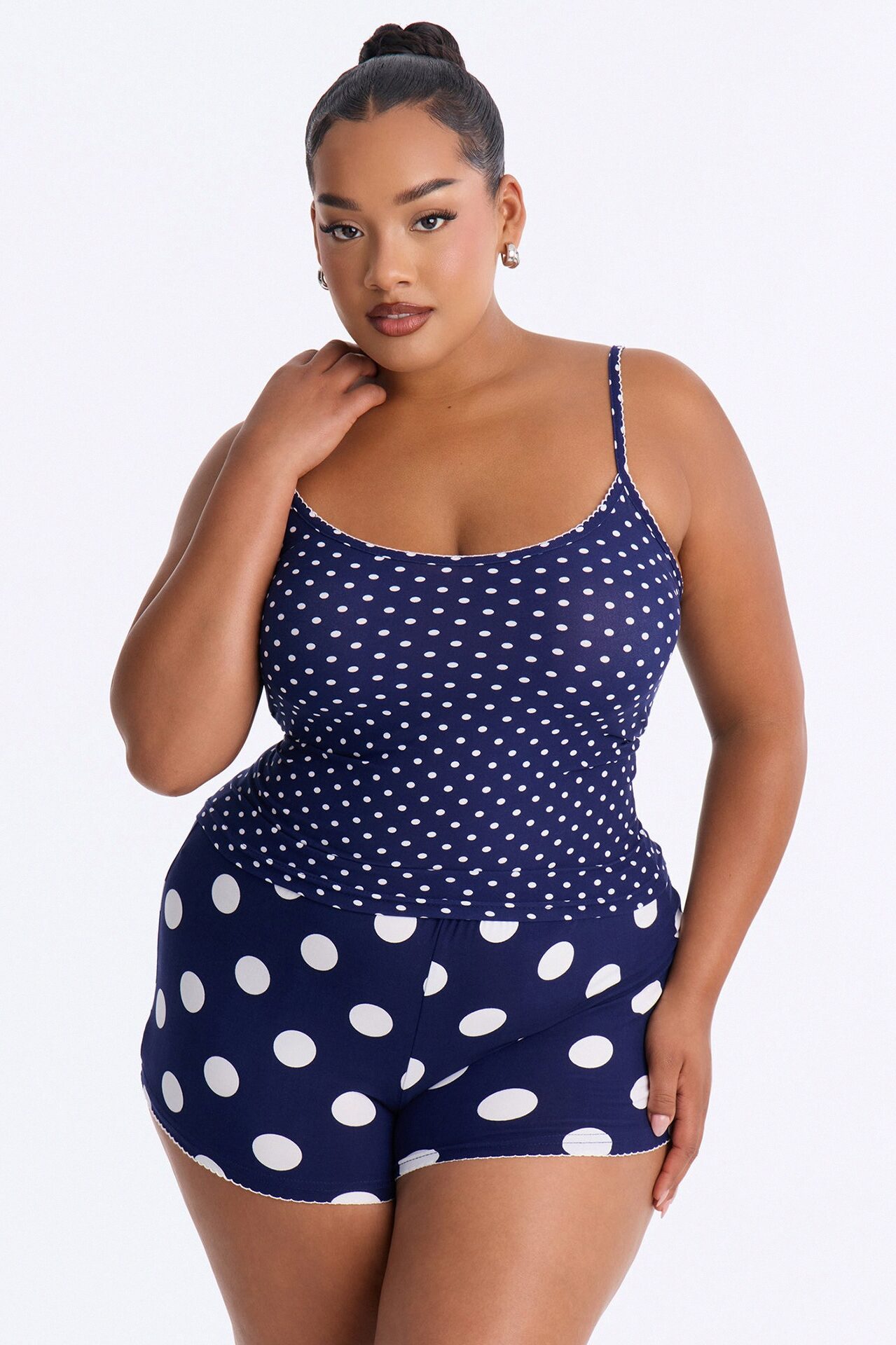 Dotted At Night Polka Dot PJ Short Set - Navy