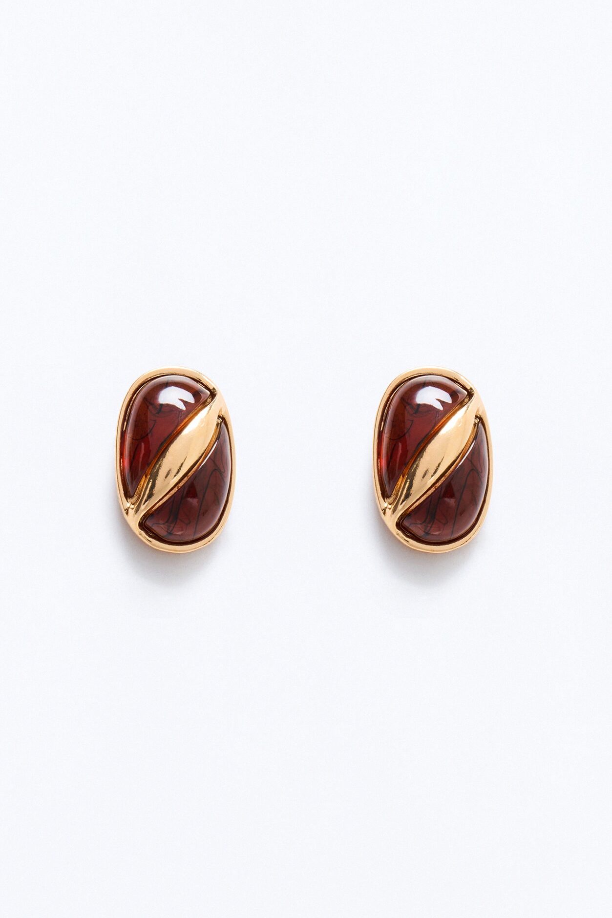 Afterglow Jeweled Stud Earrings - Gold/Brown
