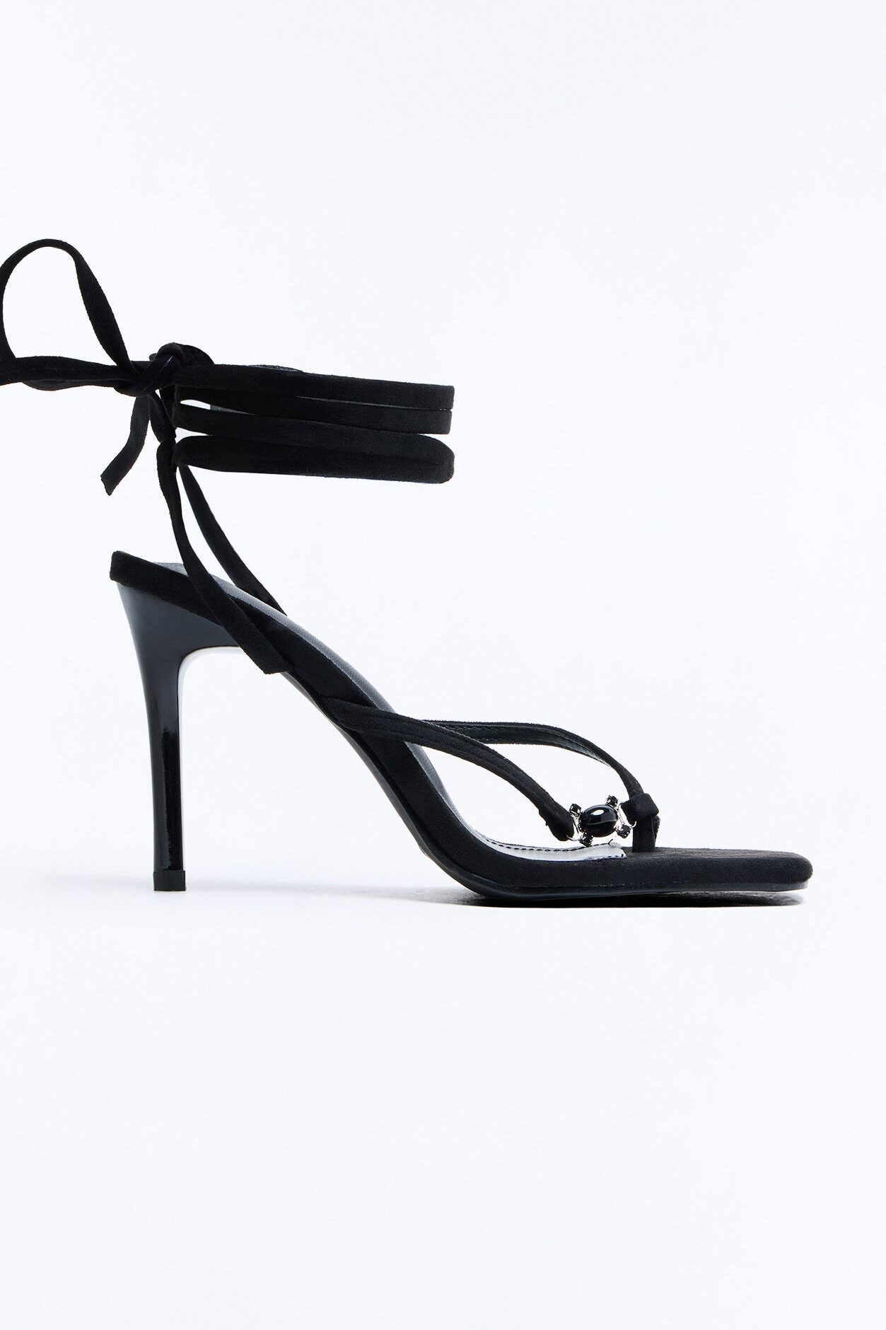 Built Different Suede Wrap Up Heels - Black