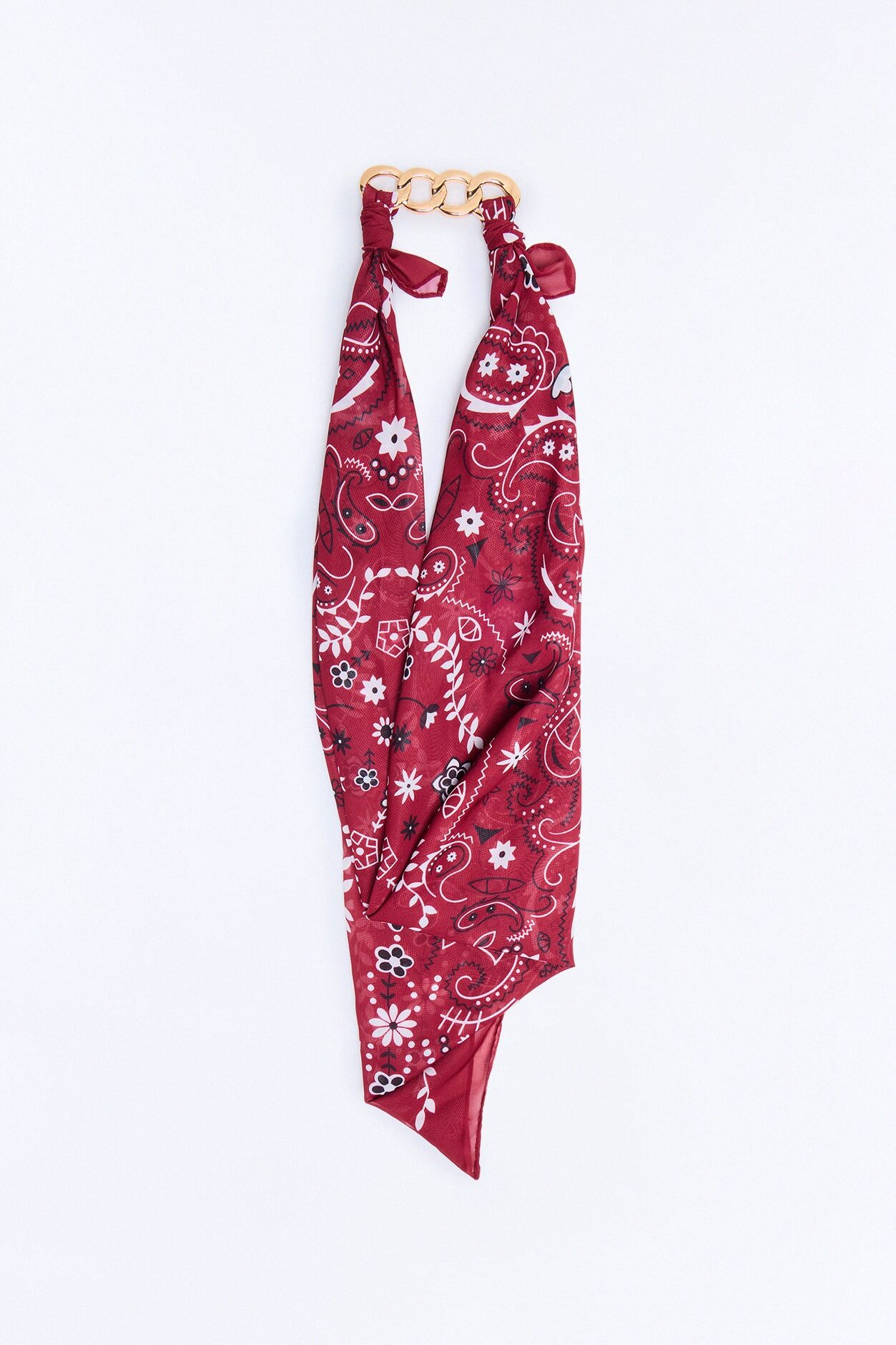 Sunset Feels Bandana Scarf Belt - Burgundy/combo