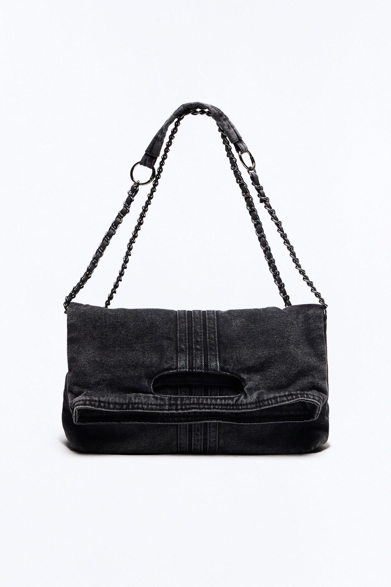 Out With The Girls Denim Shoulder Bag - Black