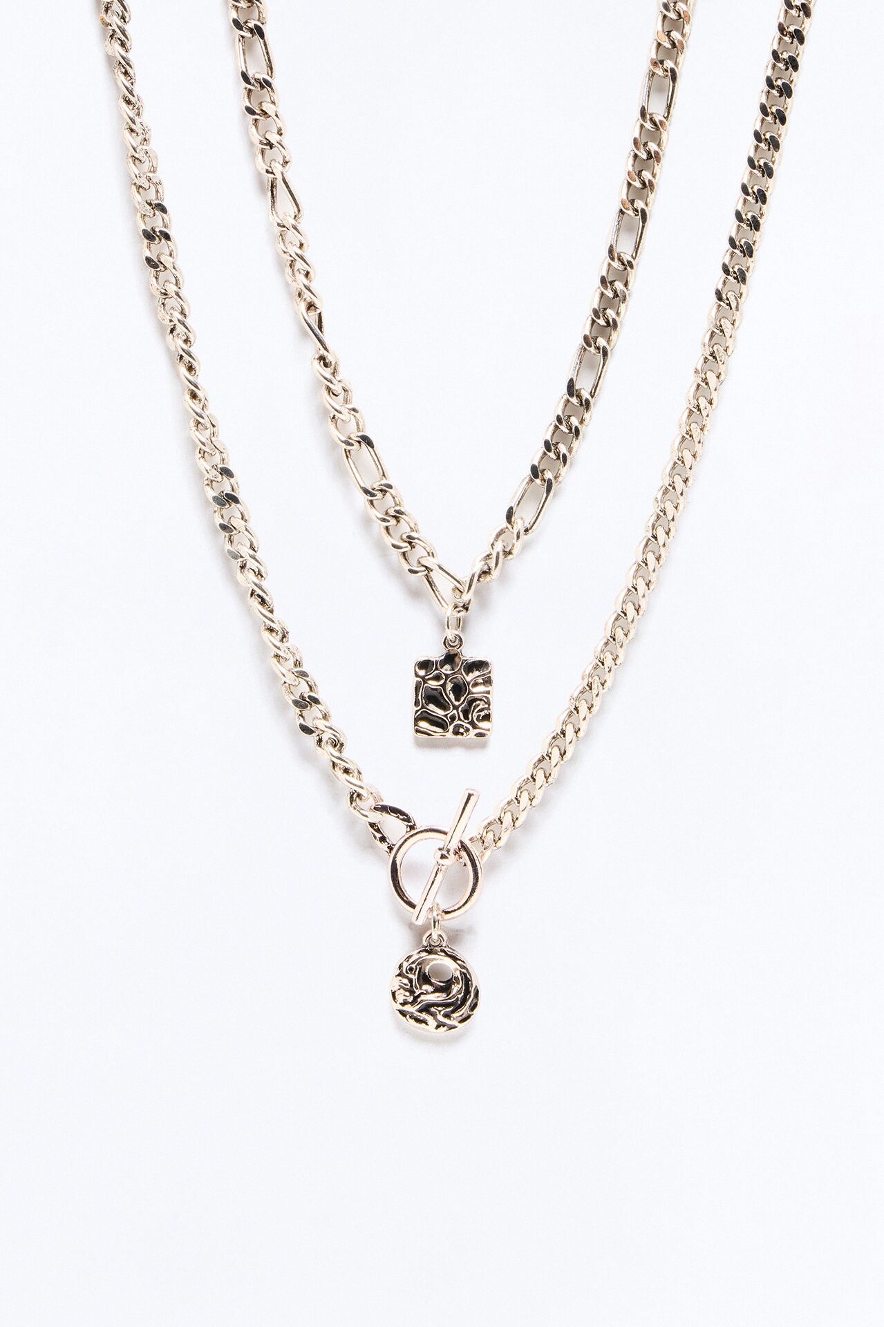 Figaro Cuban Chain Necklace Set - Silver