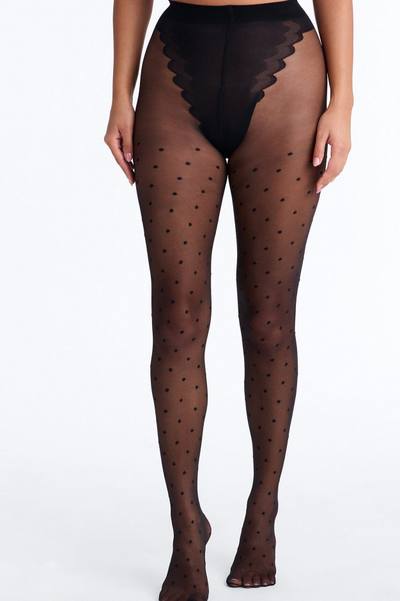 Night Polka Dot Sheer Tights - Black