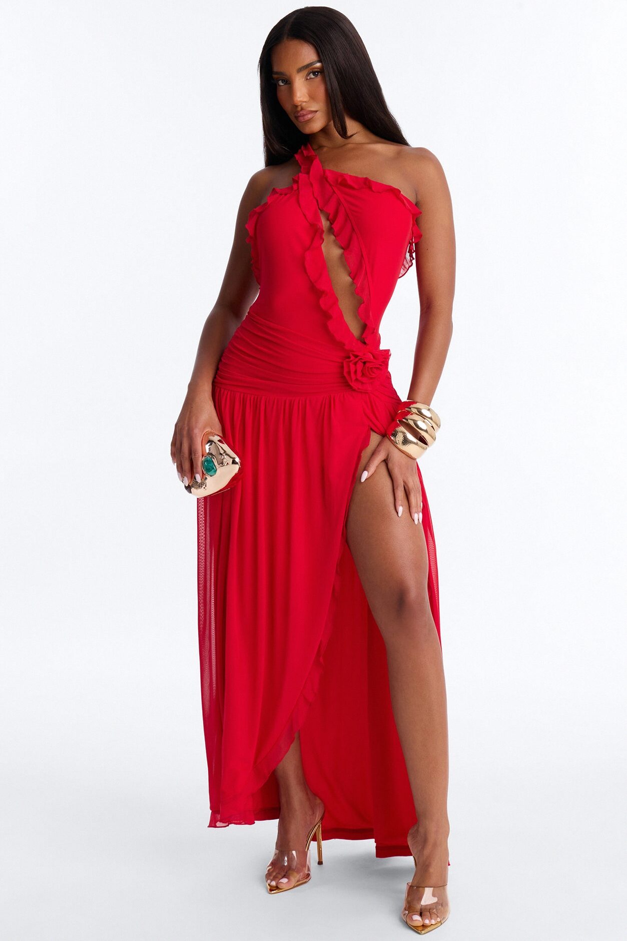 If Looks Could Kill Mesh Maxi Dress - Red