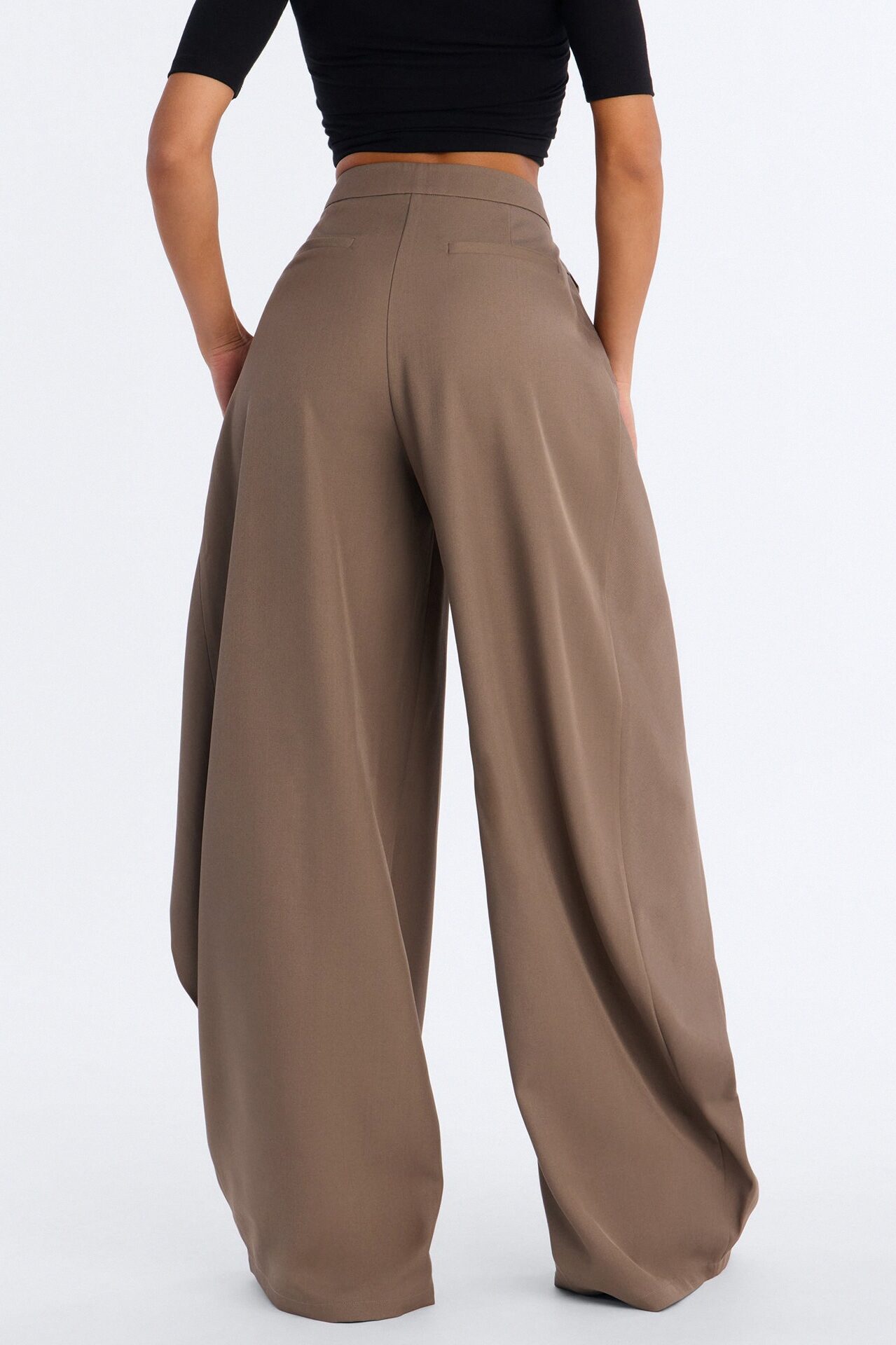 Tall Seeing Double Wide Leg Wrap Front Trouser - Caffe