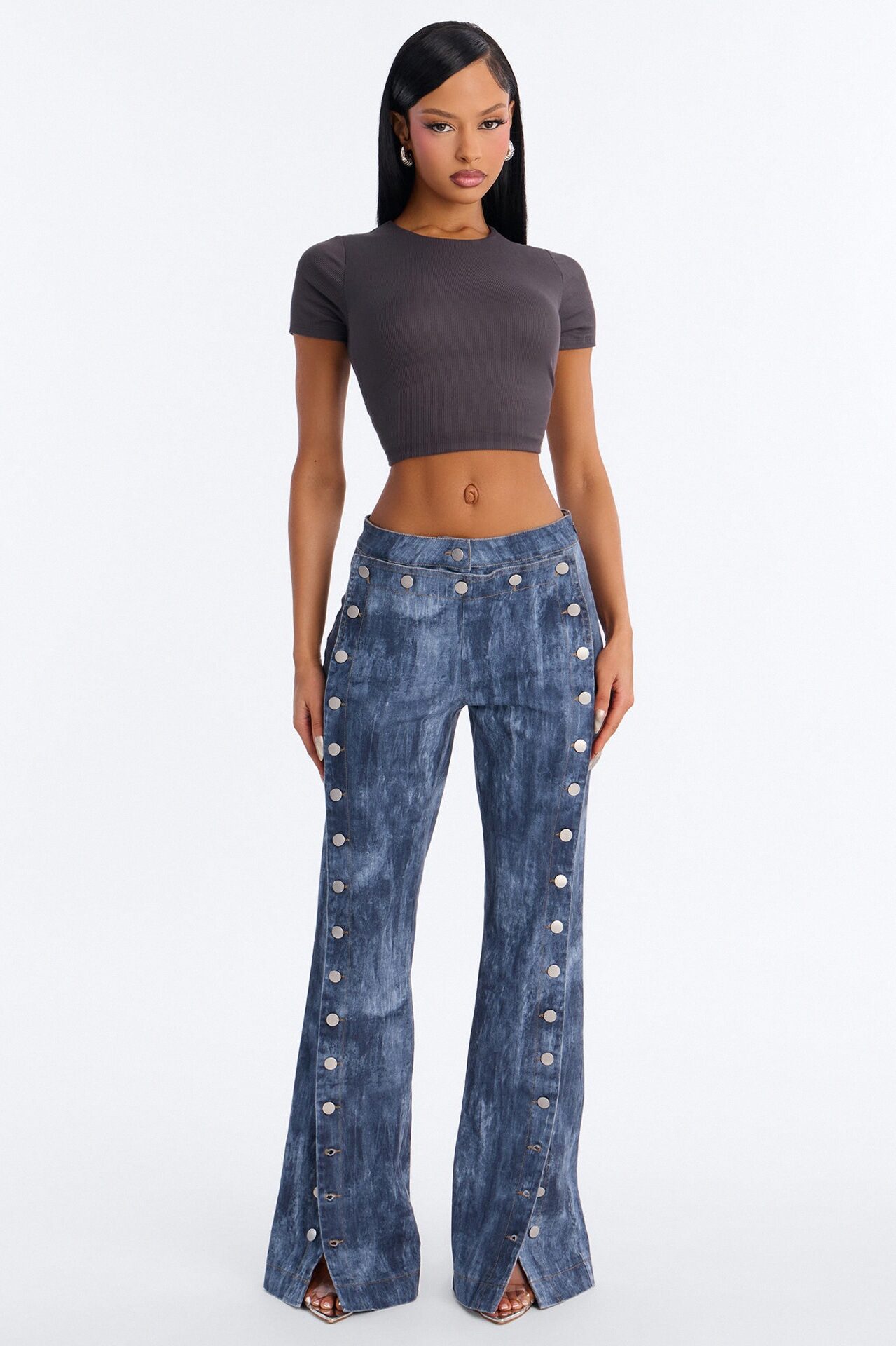 Yacht Thoughts Button Front Straight Leg Pant - Blue Wash