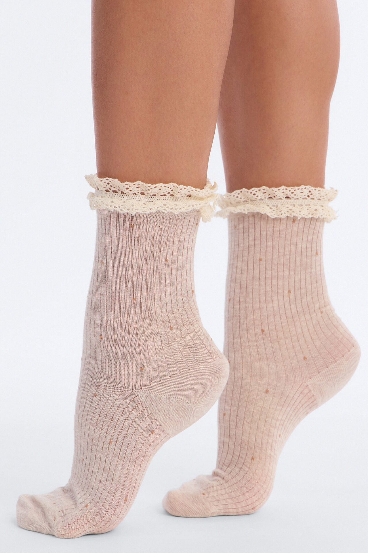 Tiny Flowers 4 Pack Crew Socks - Oatmeal/combo