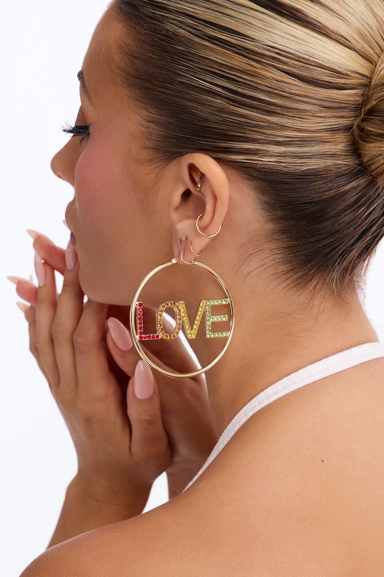 Love Out Loud Hoop Earrings - Multi Color