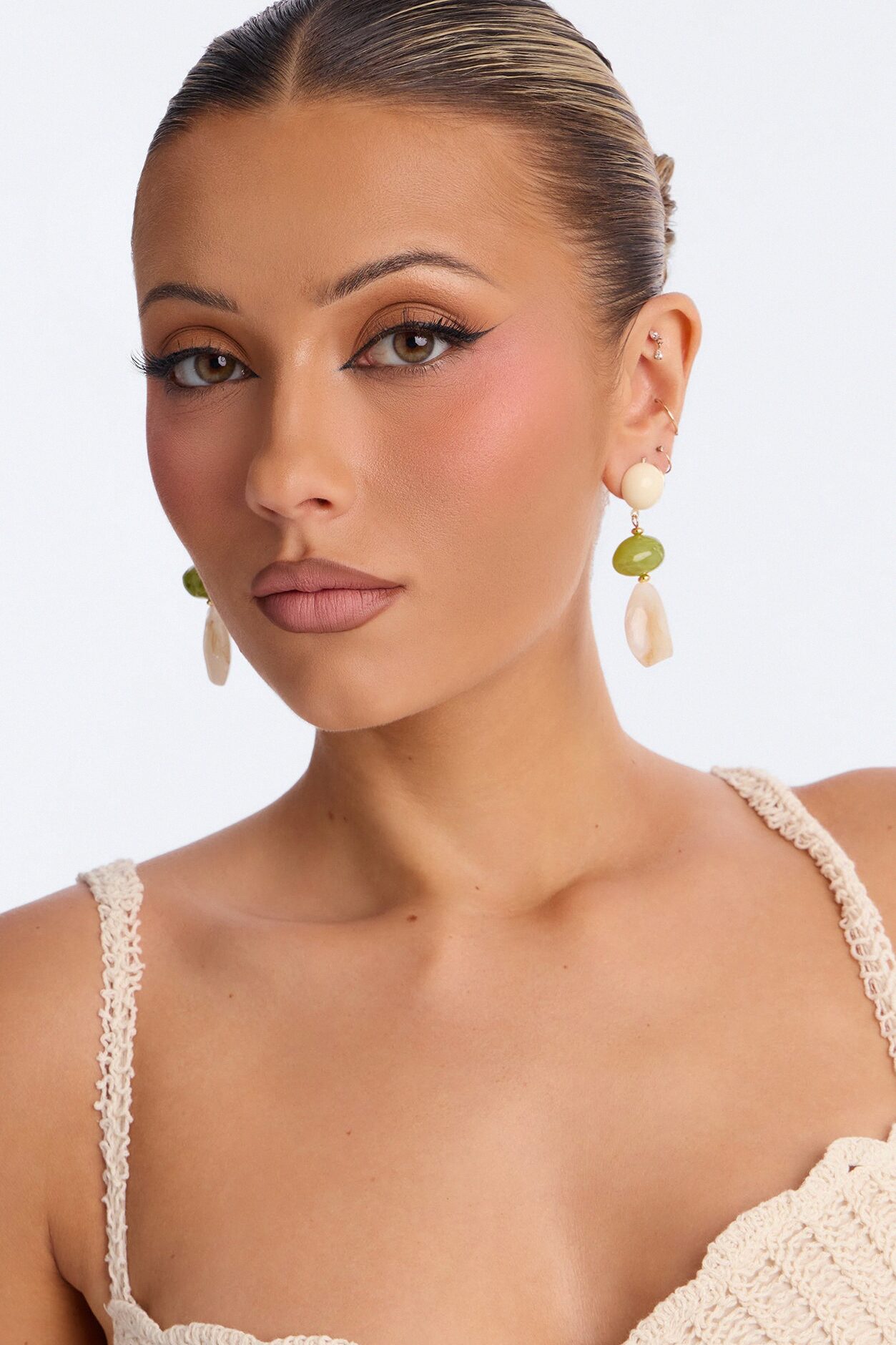 Palm Sway Drop Earrings - Ivory/combo