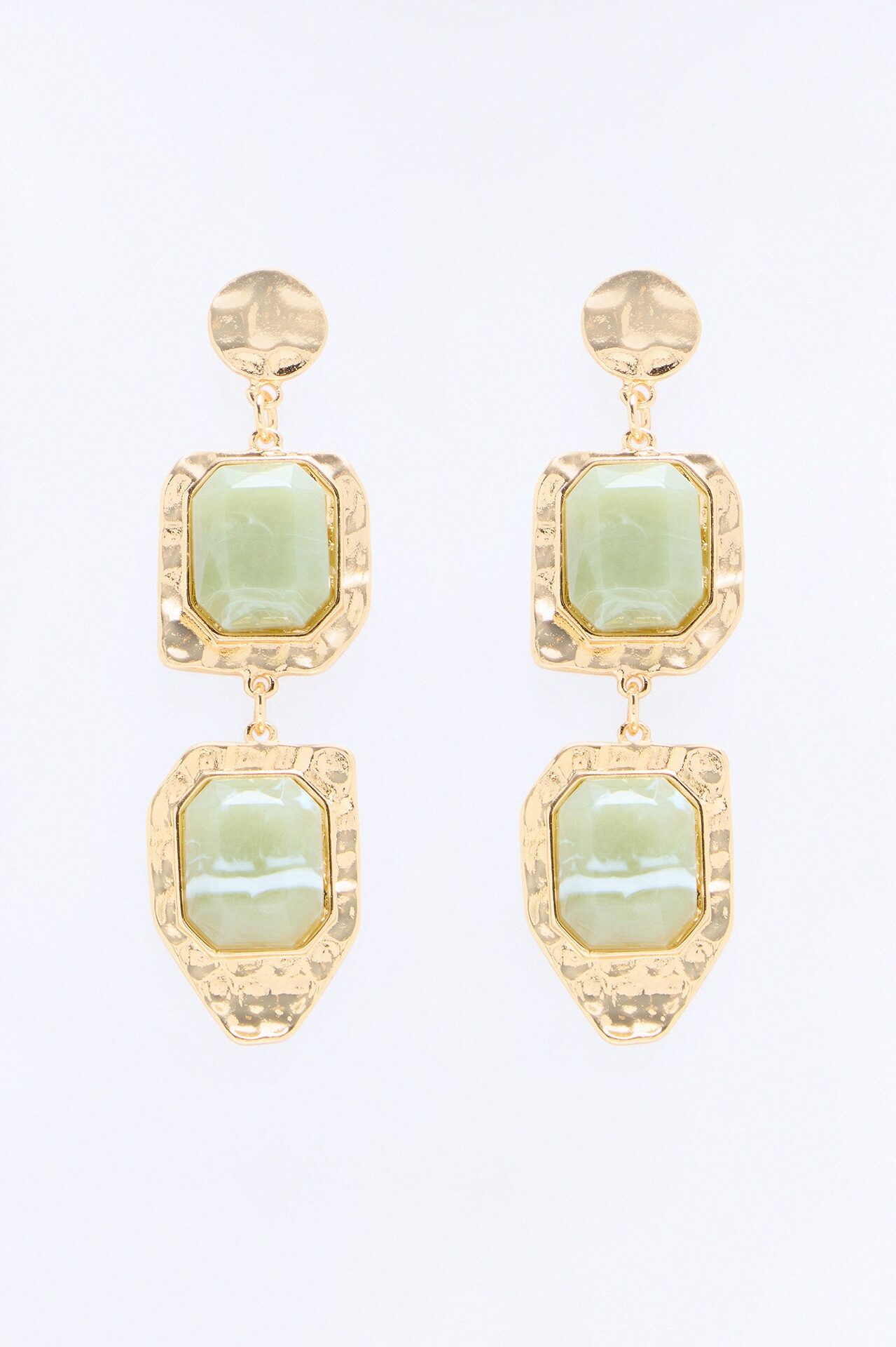 Risky Business Jeweled Drop Earrings - Gold/Green