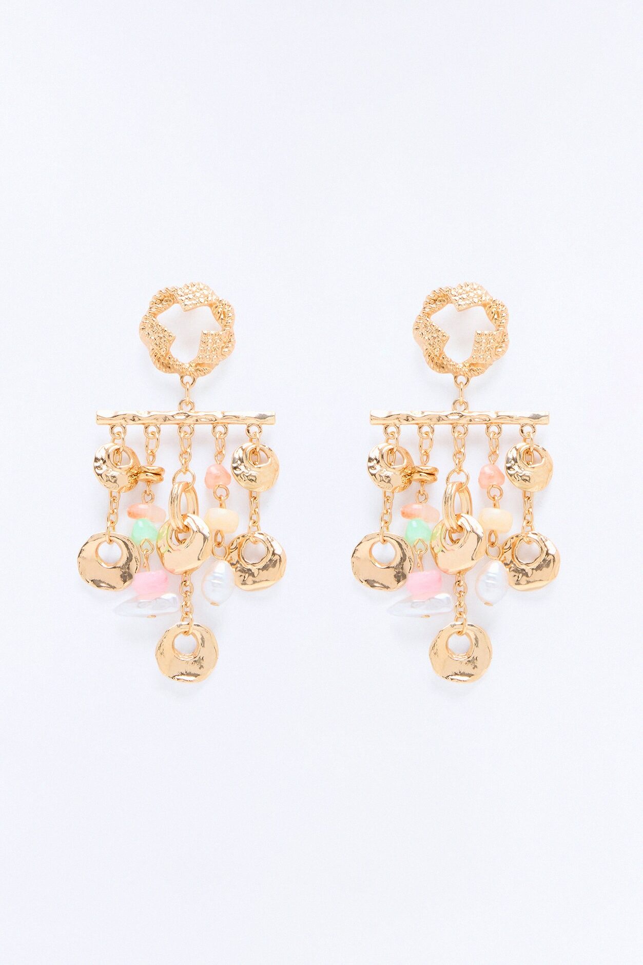 Desire Pearls Drop Earrings - Gold/combo