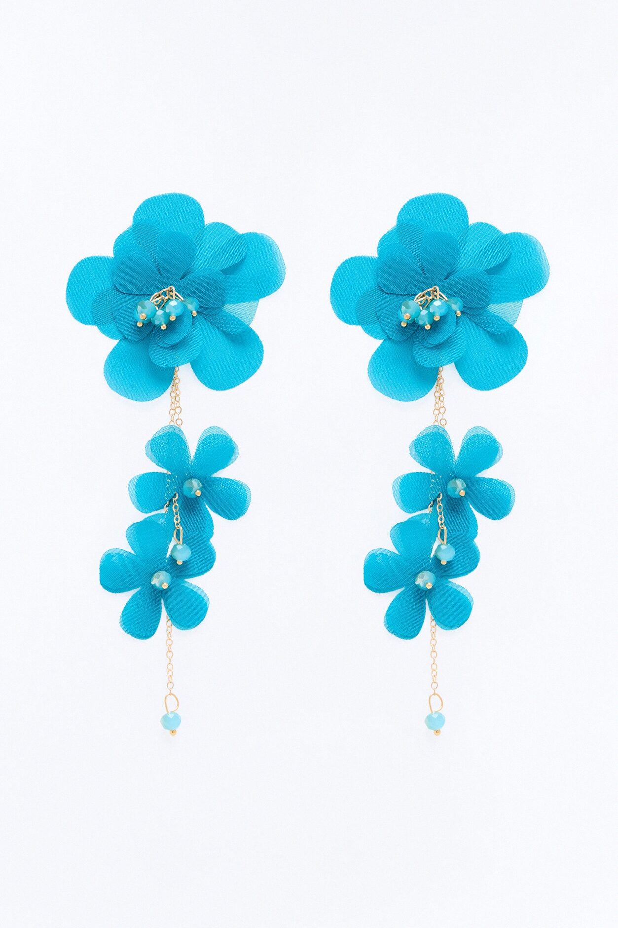 Dance With Me Floral Drop Earrings - Teal