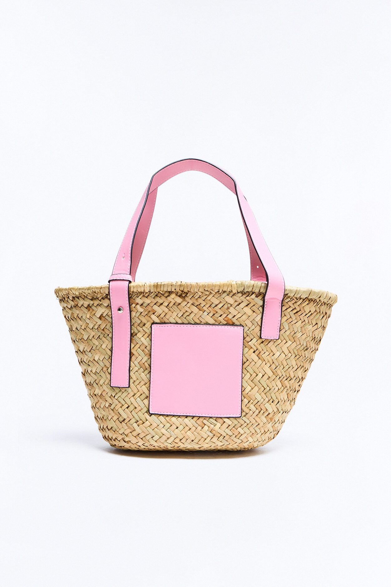 Sunday Picnic Straw Straw Tote Handbag - Pink/combo